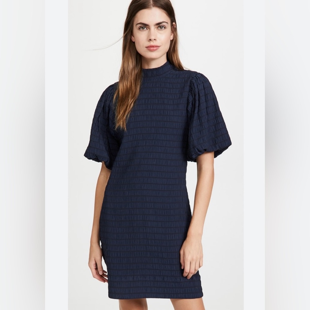 Scotch & Soda Navy Puff Sleeve Mini Dress